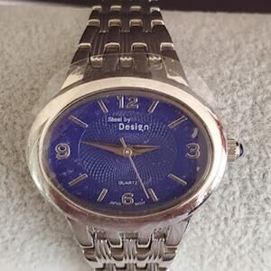 Steel by Design‎ Women's Watch Blue Dial Oval Stainless Steel New without Tags